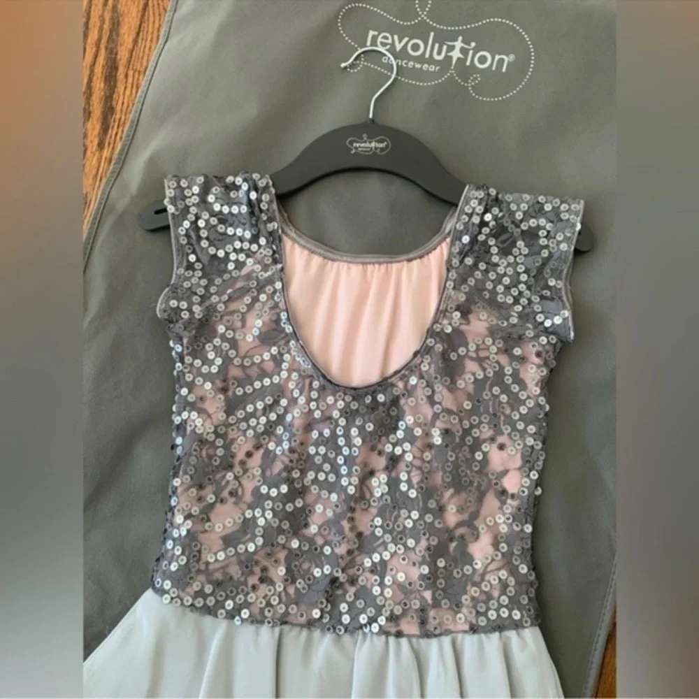 REVOLUTION Dancewear All of Me Sequin High-Low Chiffon Lyrical Contemporary Grey